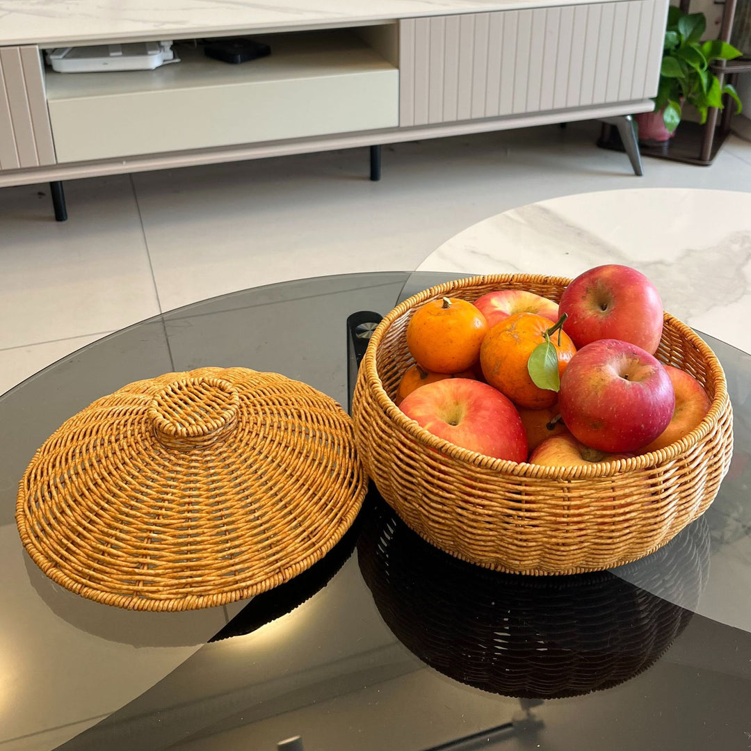 Women Handmade Basket with Lid Bowlift