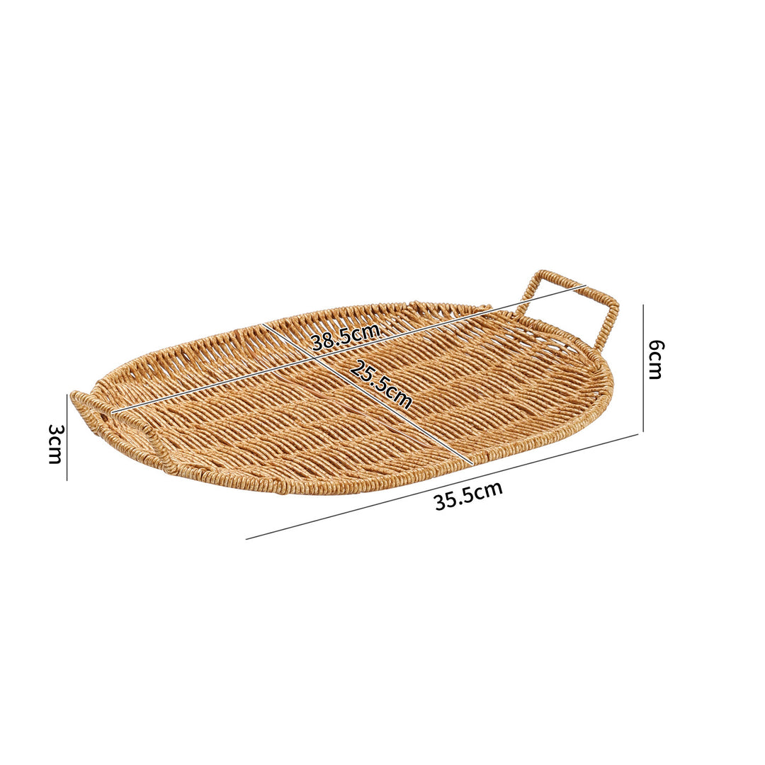 Handwoven Round Serving Tray with Ergonomic Handles Bowlift