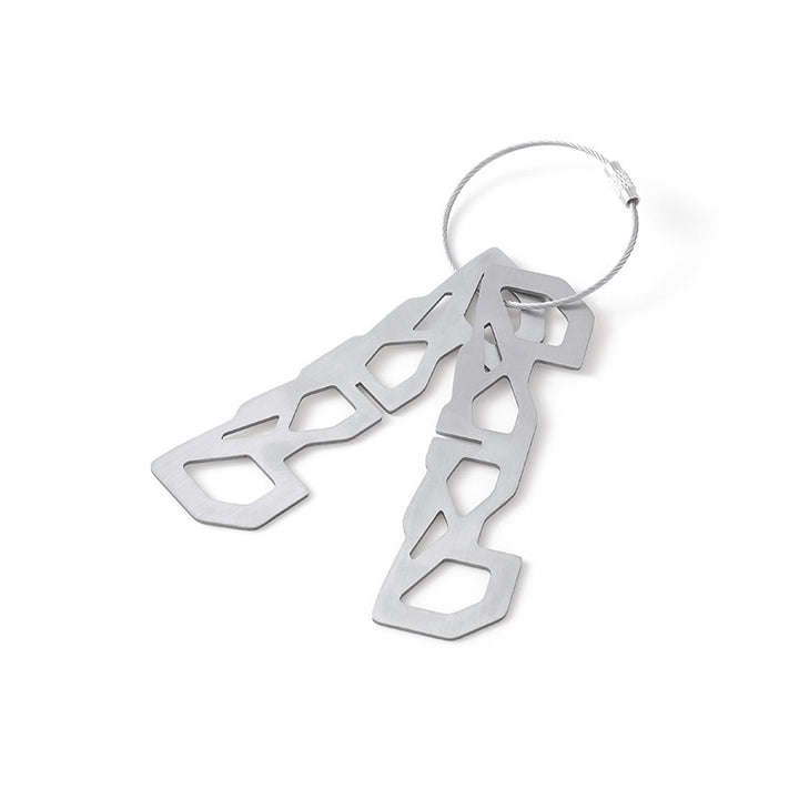 stainless steel flat key multi-tool organizer with braided cable loop Bowlift