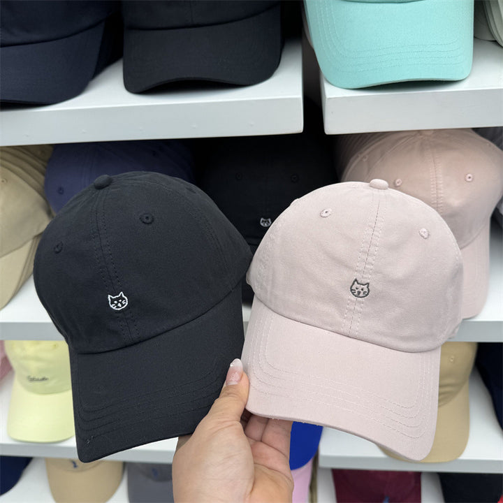 Women's Cat-Embroidered Cotton Baseball Cap Bowlift