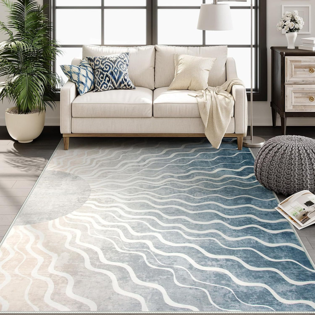 Artistic Wave Pattern Area Rug Bowlift