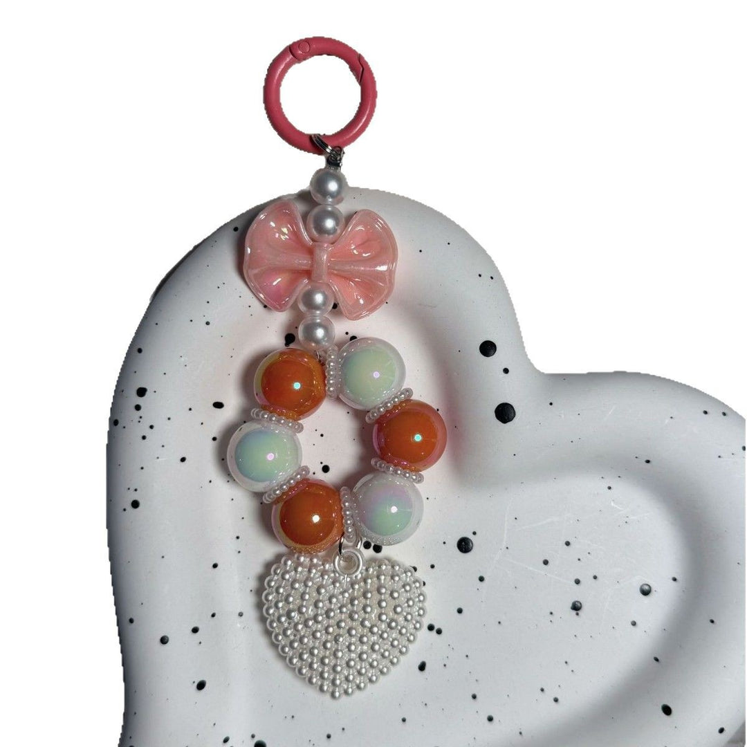 Decorative Bow and Bead Charm Keychain Bowlift