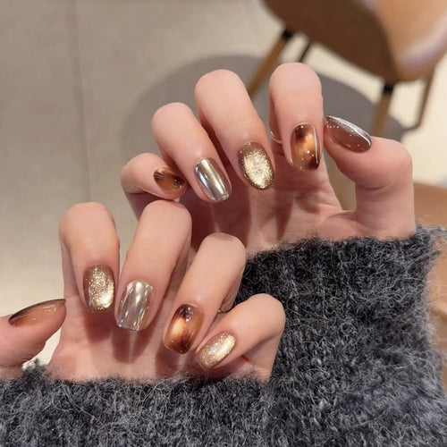 Premium Metallic Finish Press-On Nail Set