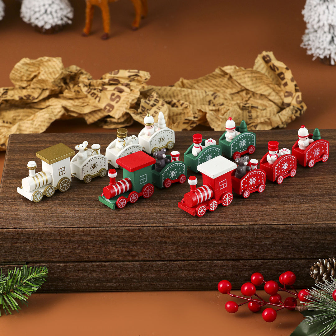 Christmas-Themed Wooden Train Decoration Bowlift