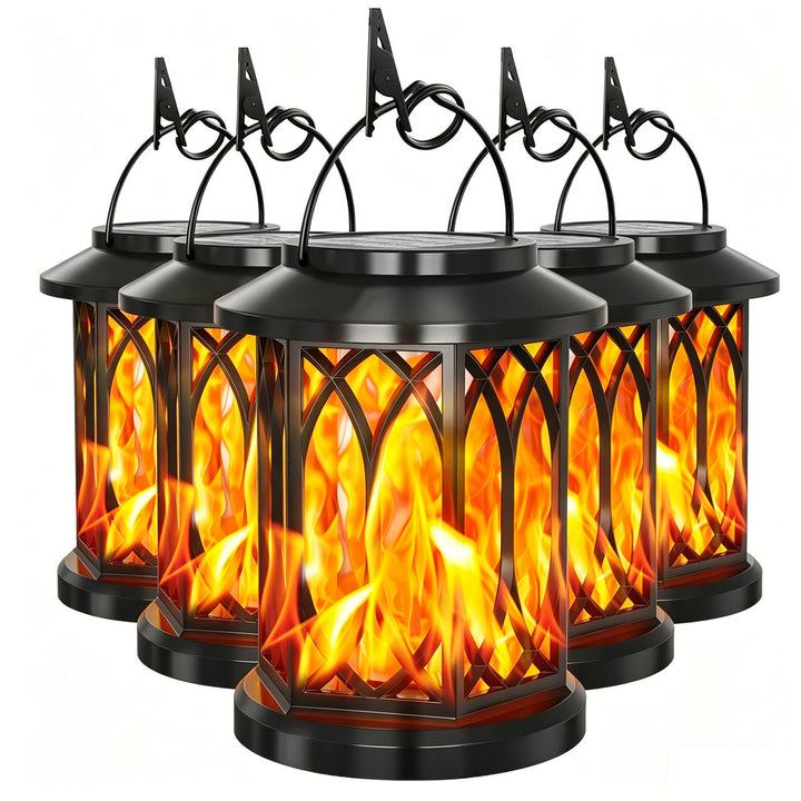 Decorative Solar Hanging Lantern With Metal Lattice Panels Bowlift