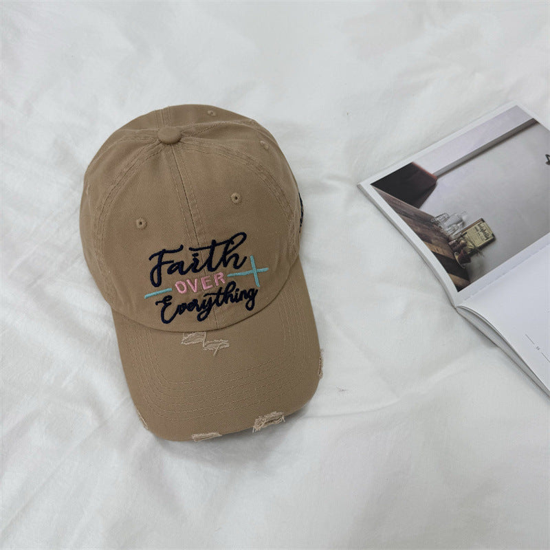 Women's Distressed Embroidered Baseball Cap Bowlift
