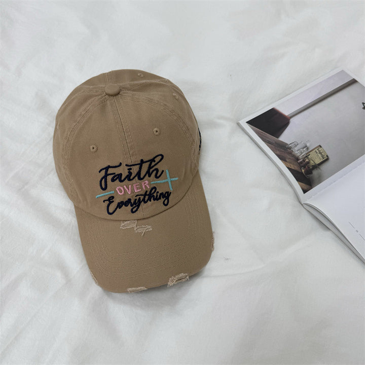 Women's Distressed Embroidered Baseball Cap Bowlift