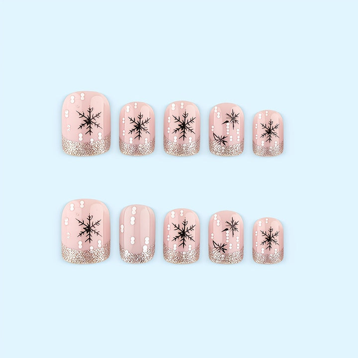 Artificial nails in festive snowflake design Bowlift