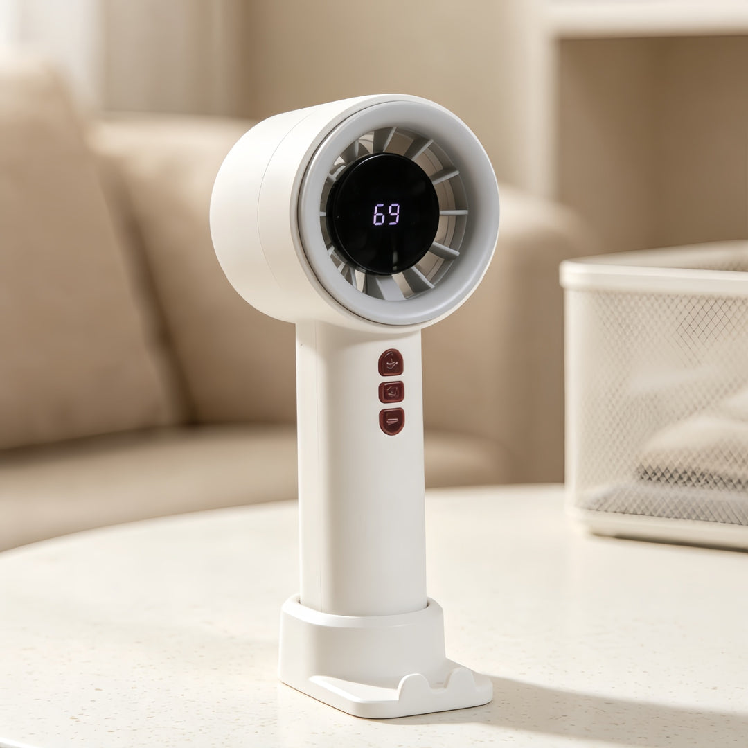 Women's portable high-speed fan with digital temperature display Bowlift
