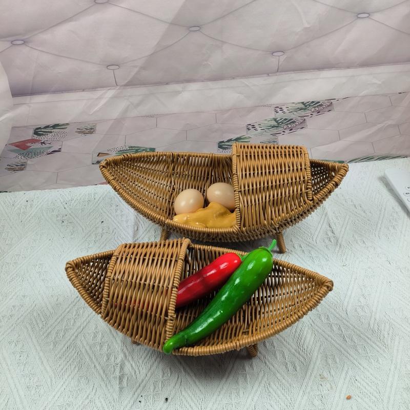 Decorative Woven Boat-Shaped Basket Bowlift