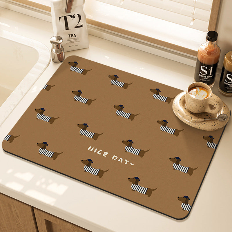 Playful Dog-Themed Kitchen Counter Mat