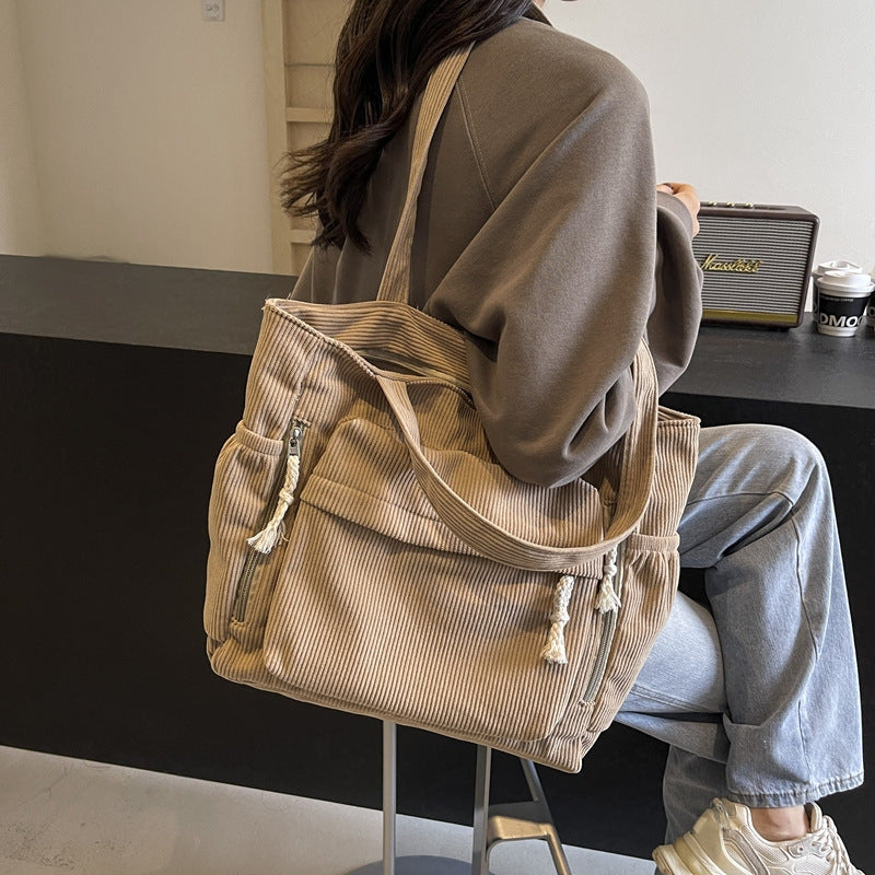 Textured Multi-Pocket Tote Bag Bowlift