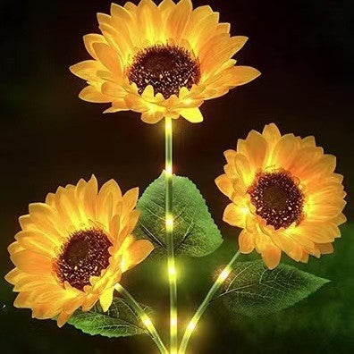 Solar-Powered Decorative Sunflower Garden Stake With Multi-Bloom LED Waterproof Panel Bowlift