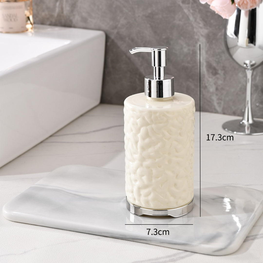 Textured Ceramic Soap Dispenser with Chrome Pump Bowlift