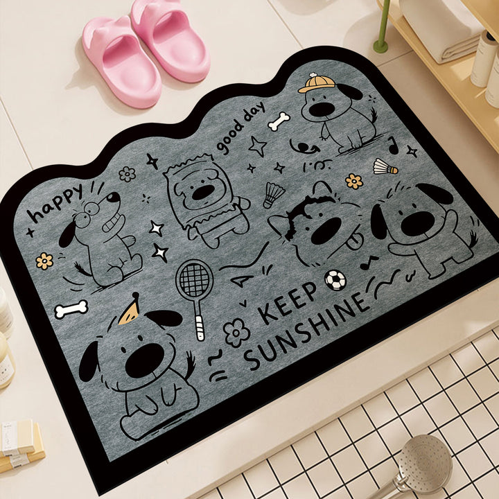 Playful Dog-Themed Decorative Bath Mat