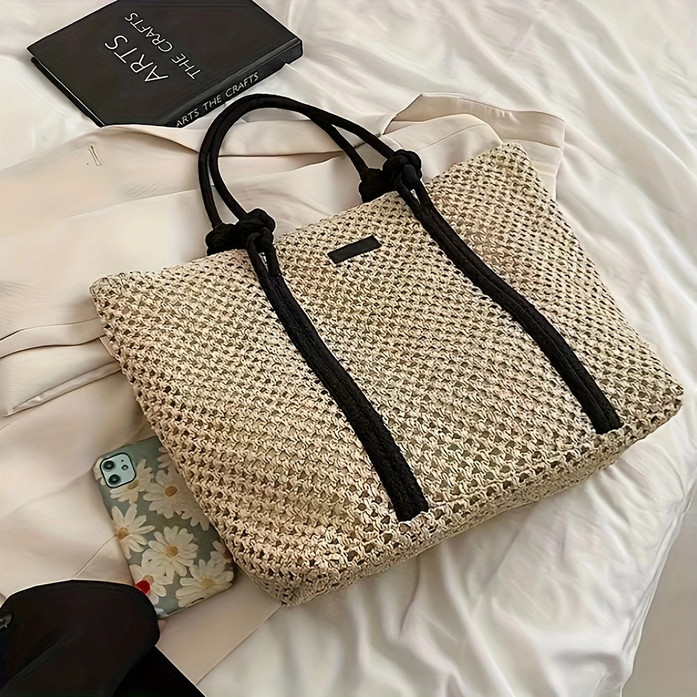 Spacious straw shopping bag with sturdy carry handles Bowlift