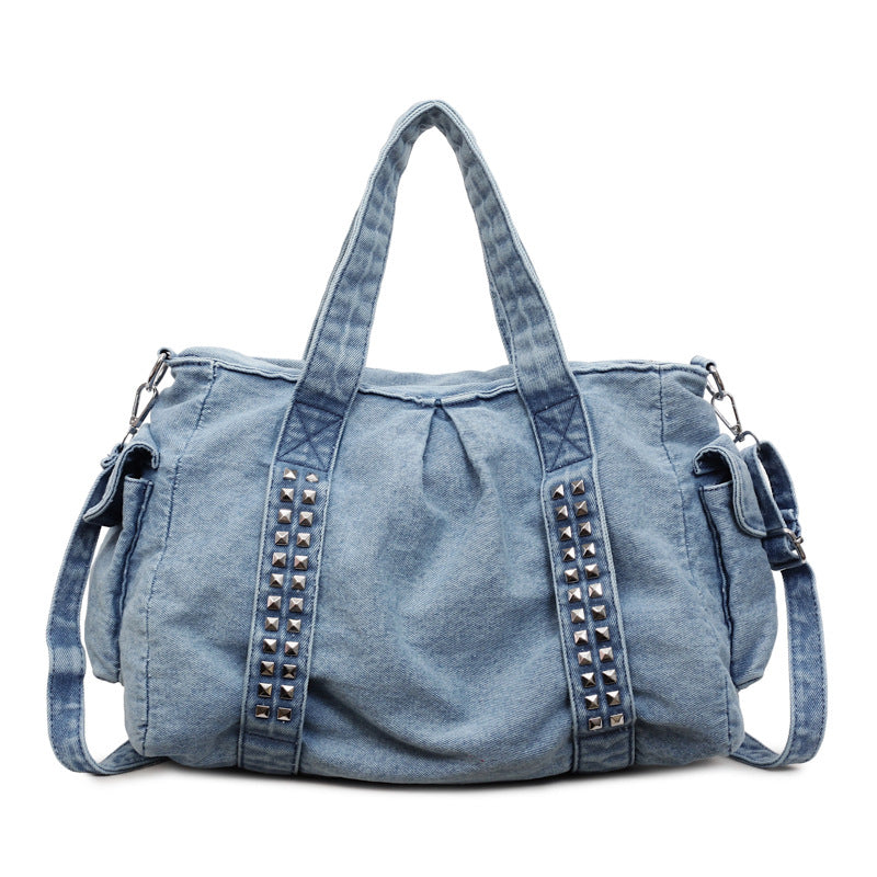 Distressed Denim Weekender Bag