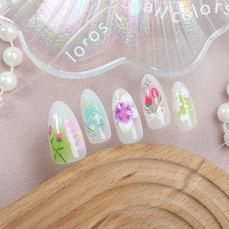 Floral Acrylic Nail Art Bowlift