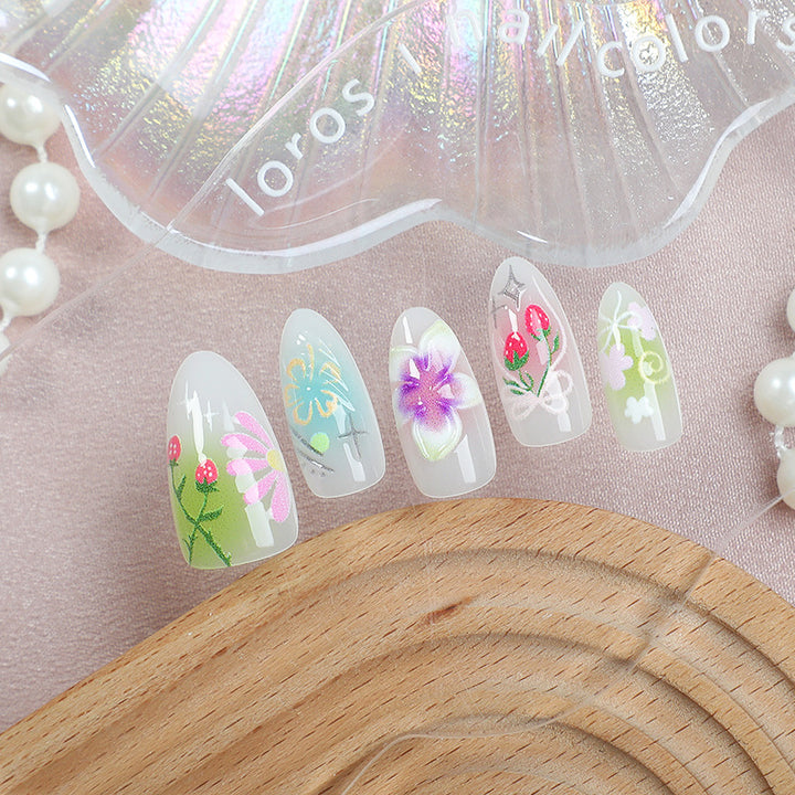 Floral Acrylic Nail Art Bowlift
