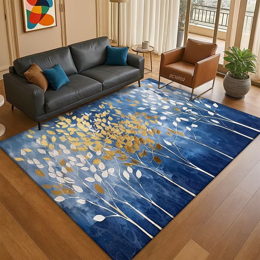 Leaf-Patterned Area Rug Bowlift
