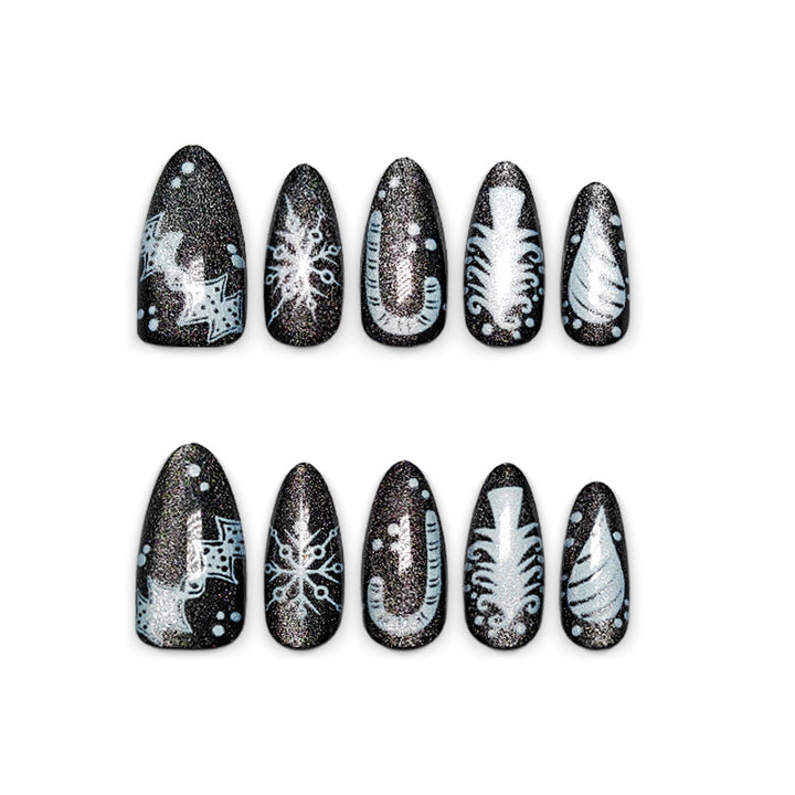 Artificial nails with festive winter design Bowlift