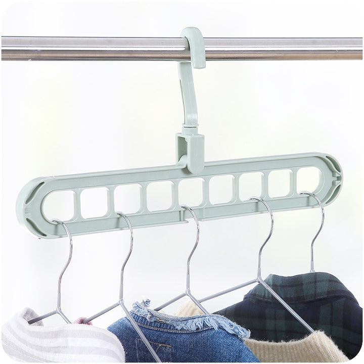 Foldable Multi-Slot Space-Saving Cascading Closet Hanger With Swivel Hook