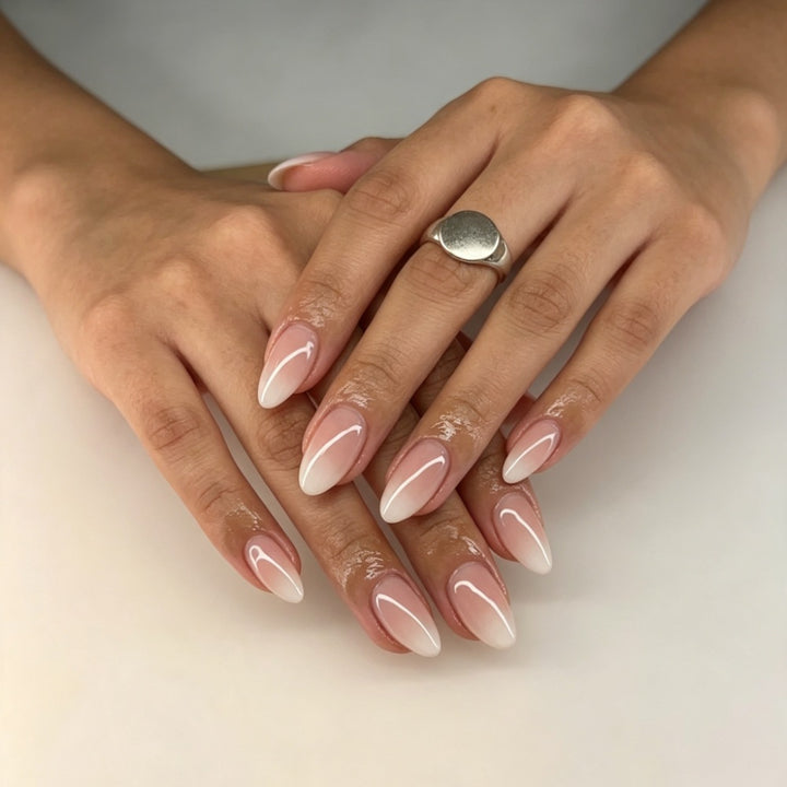 Artificial nails with elegant ombre effect and high-gloss finish Bowlift