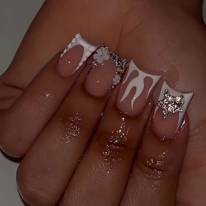 Artistic 3D Floral Press-On Nail Design Bowlift