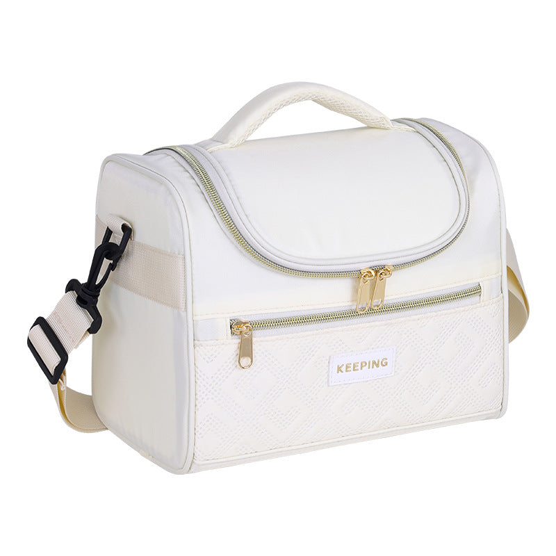 Cosmetic transport bag with insulated interior and practical compartments Bowlift