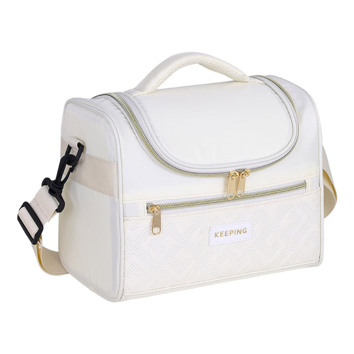 Cosmetic transport bag with insulated interior and practical compartments Bowlift