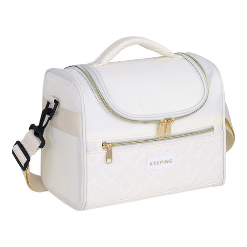 Cosmetic transport bag with insulated interior and practical compartments Bowlift