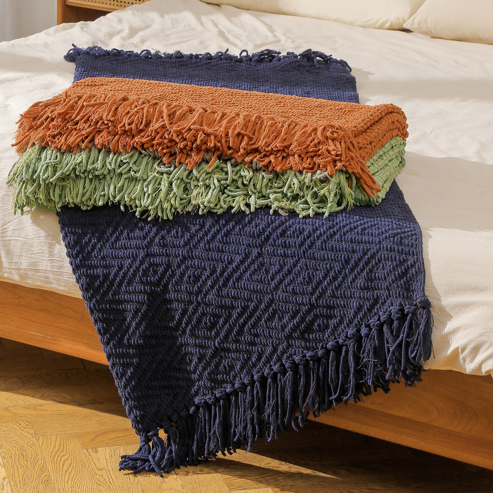 Handwoven Textured Throw Blanket Bowlift