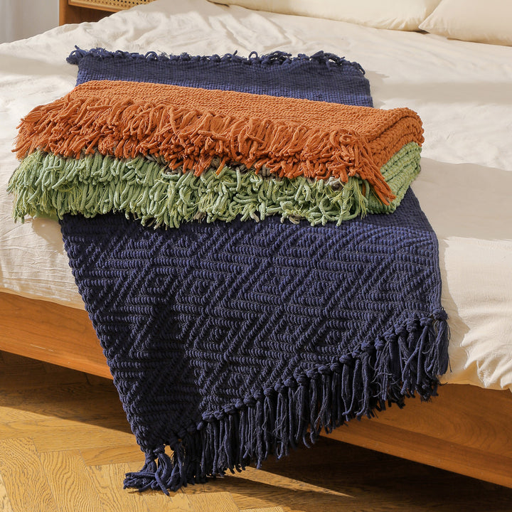 Handwoven Textured Throw Blanket Bowlift