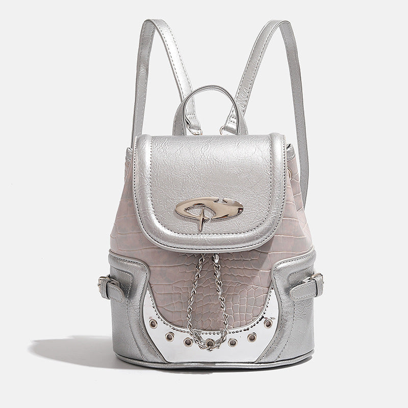 Fashionable Crocodile-Embossed Mini Backpack Bowlift