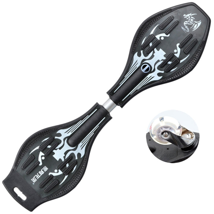 BowLift | Fashion Vulkan Pattern Two-Wheeled Skateboard Glowing Lightning Wheel Vitality Board(Black)