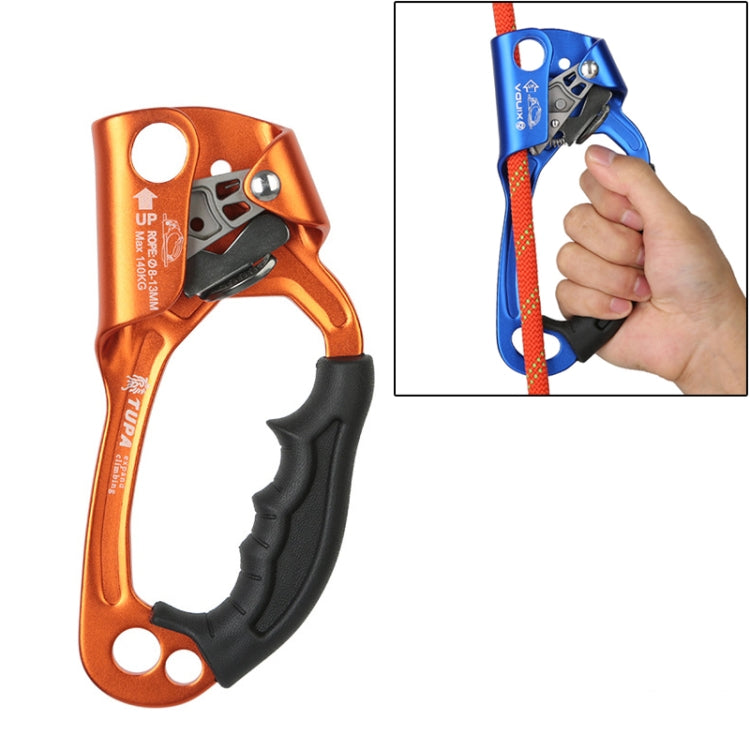 BowLift | XINDA TP-8606 Outdoor Climbing Air Work Anti-Fall Handheld Rope Gripper for 8-12mm Diameter Rope Right (Orange)