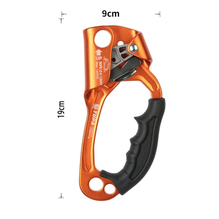 BowLift | XINDA TP-8606 Outdoor Climbing Air Work Anti-Fall Handheld Rope Gripper for 8-12mm Diameter Rope Right (Orange)