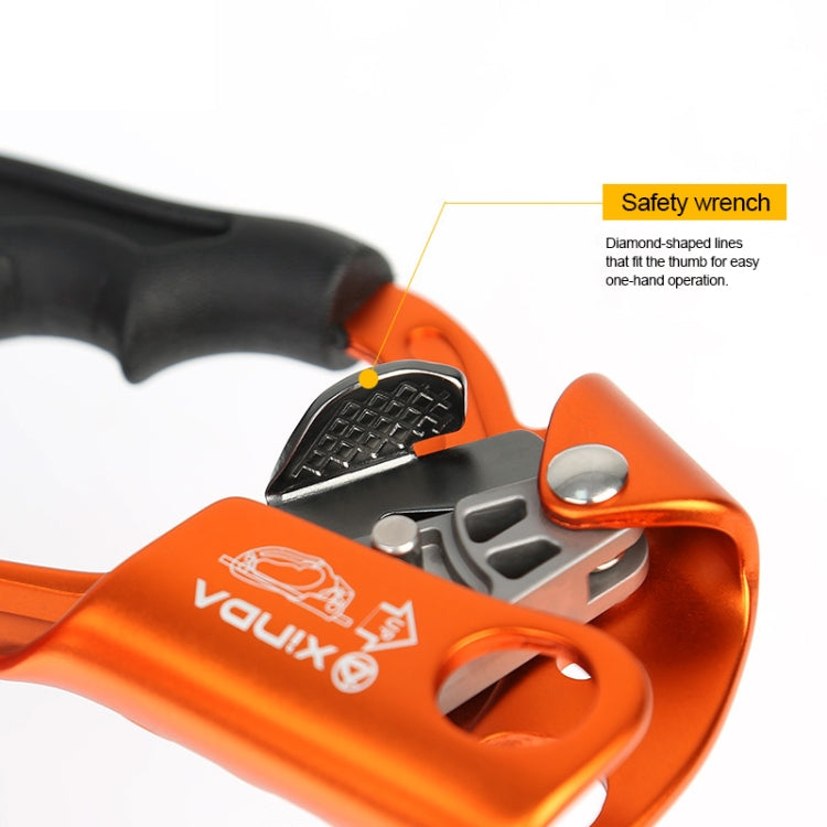 BowLift | XINDA TP-8606 Outdoor Climbing Air Work Anti-Fall Handheld Rope Gripper for 8-12mm Diameter Rope Right (Orange)