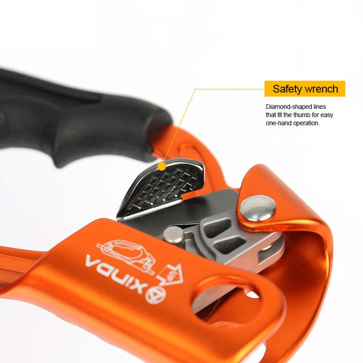 BowLift | XINDA TP-8606 Outdoor Climbing Air Work Anti-Fall Handheld Rope Gripper for 8-12mm Diameter Rope Right (Orange)