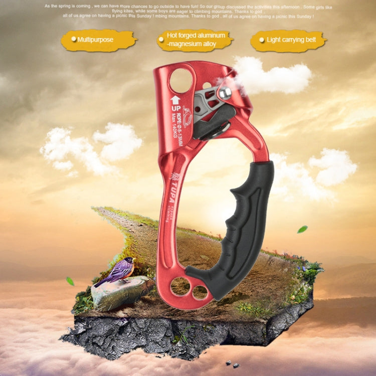 BowLift | XINDA TP-8606 Outdoor Climbing Air Work Anti-Fall Handheld Rope Gripper for 8-12mm Diameter Rope Right (Orange)