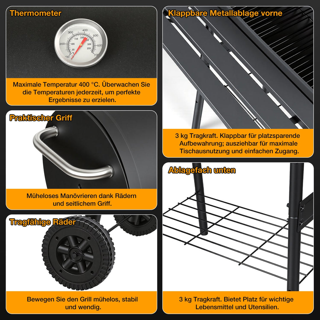 Offset Smoker Charcoal Grill with Side Firebox BBQ | Bowlift