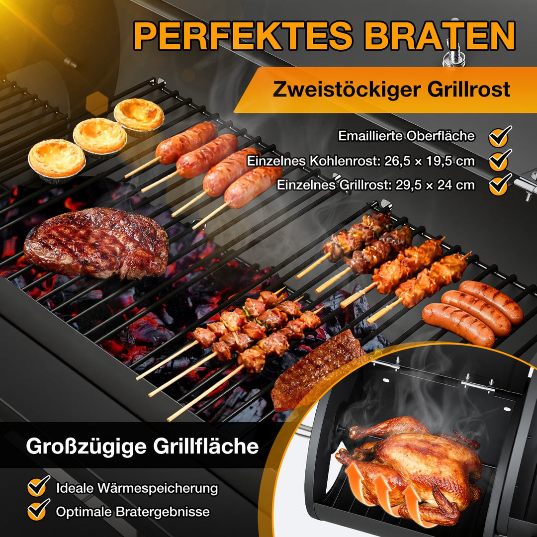 Offset Smoker Charcoal Grill with Side Firebox BBQ | Bowlift