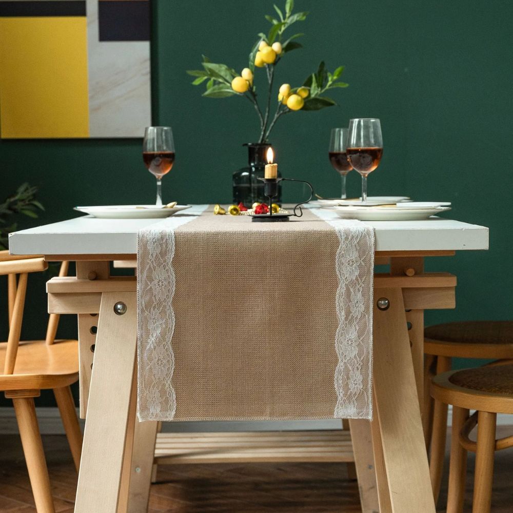 BowLift | Ornate Blossom Lace Edge Table Runner