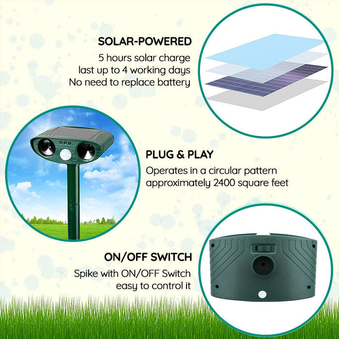 BowLift | Raccoon Outdoor Ultrasonic Repeller - Solar-powered Ultrasonic Animal and Pest Control - Get rid of raccoons within 48 hours