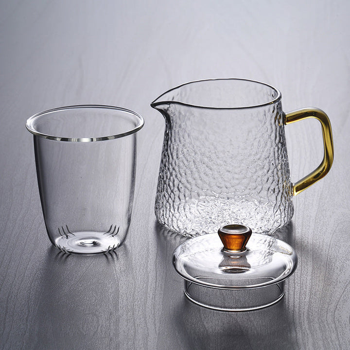 BowLift | Pindefang Glass Teapot with Infuser | Handcrafted Heat-Resistant Teapot with Golden Handle