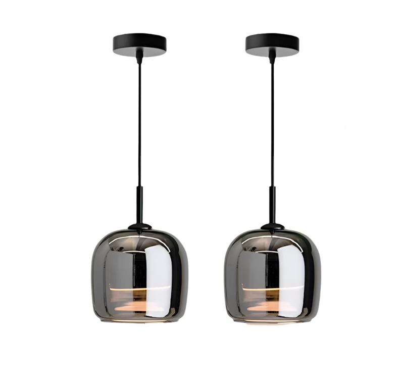 BowLift | Nordic Black Glass Pendant Light Fixture - Modern Hanging Lamp for Kitchen Island & Dining Room