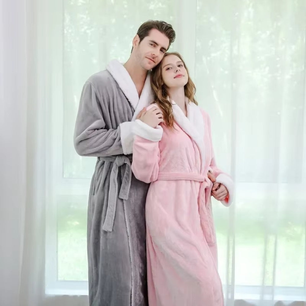 BowLift | Plush Fleece Contrast Trim Bathrobe