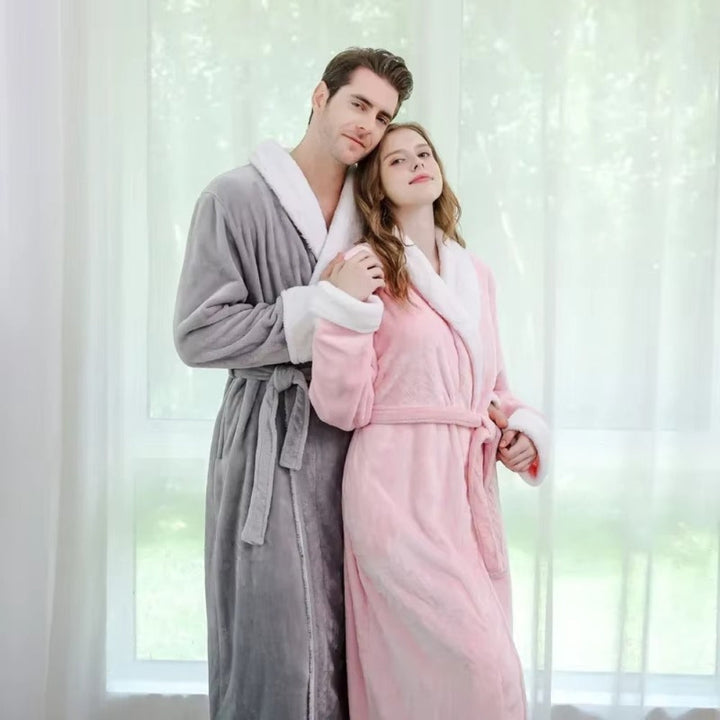BowLift | Plush Fleece Contrast Trim Bathrobe