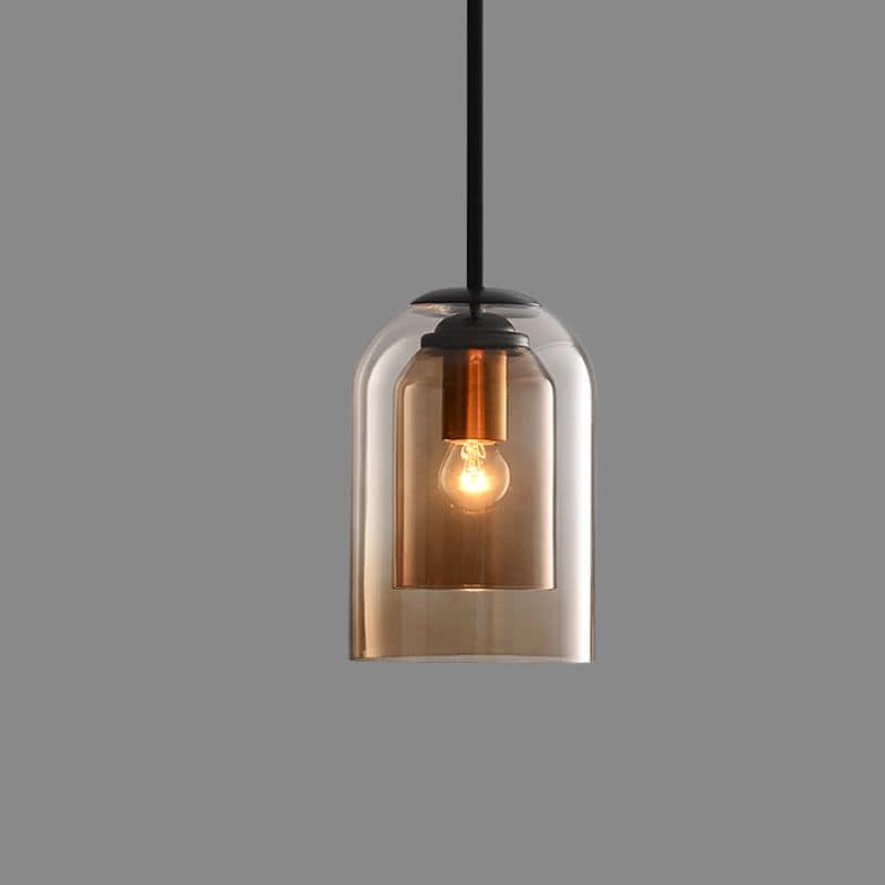BowLift | Mica Mid-Century Pendant Lamp – Double Glass Shade with Iron Fittings