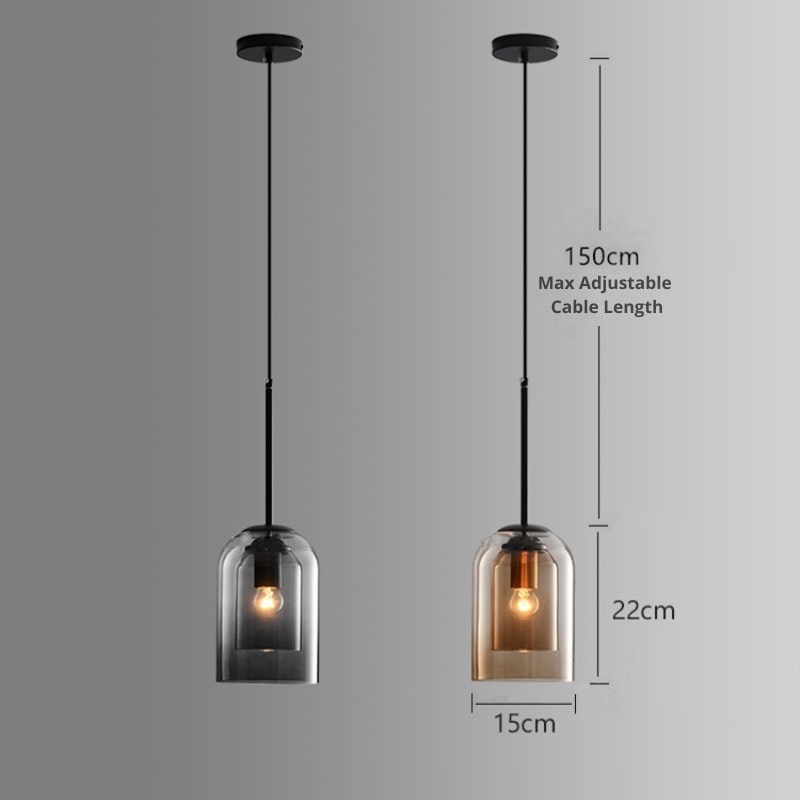 Double glass pendant light Bowlift